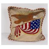 Antique Silk Embroidered Eagle Flag Pillow