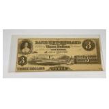 Civil War Bank of New England $3 Note