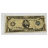 1914 $5 Note New York Blue Seal