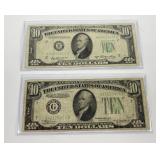 $10 Notes 1950a New York 1934a Illinois