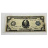 1914 $10 Illinois Note Blue Seal Large Industry