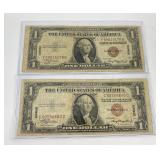 2 $1 Hawaii Silver Certificate 1935A Note