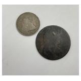 Colonial Large Cent 1876 Seated Quarter