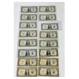 Lot of 16 1935 Blue Seal $1 Silver Certificates