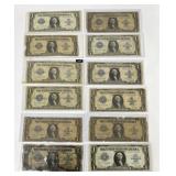 12 1923 $1 Large Size Silver Certificate Notes