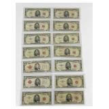 Lot of 14 Red Seal $5 Notes