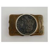 Montana Cowboy 1885 Silver Dollar Belt Buckle