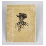 Newman Myrah Pen and Ink Cowboy Drawing
