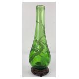 Chinese Republican Period Cut Green Bottle Vase