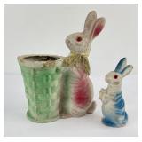Pair of Paper Mache Easter Bunny Candy Containers