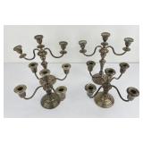 Set of 4 Sterling Silver Candelabra Candlesticks