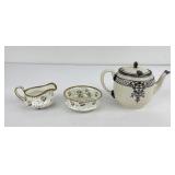 Antique Teapot Sugar and Creamer Lot