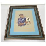 Navajo Indian Woman Gouache Painting