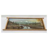 Antique Washington Cabin Mountain Scene Painting