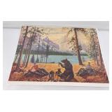 Antique Bear with Fish Camping Print