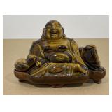 Antique Chinese Carved Tiger Eye Buddha