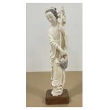 Antique Chinese Ivory Carved Woman with Flowers