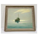 Sailboat Oil on Canvas Painting Signed Phillips