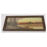 Antique Itinerant Western Oil Painting on Board