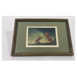 Hiroshi Kabe Woodblock Print Birds