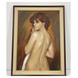 Mid Century Oil on Canvas Nude Woman