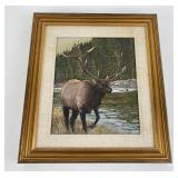 John Phelps Wyoming Elk Oil on Board