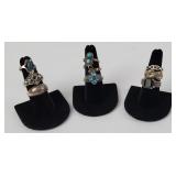 Lot of 9 Sterling Silver Rings