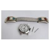 Zuni Indian Inlaid Sterling Watch Band Set