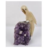 South American Amethyst Carved Stone Bird