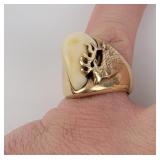 10k Gold Montana Bull Elk Tooth Ring