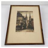 European Cathedral Tinted Engraving