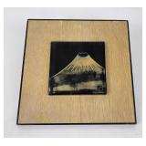 Antique Japanese Metal Engraving Volcano