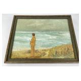Woman at the Sea Oil on Canvas Painting