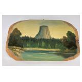 Antique Devils Tower Tourist Plein Air Painting