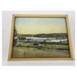Antique Hand Tinted Photo of Dam