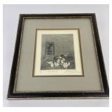 Engraving of Black Child With Chickens