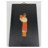 Antique Chinese Plaque Coral Stone Inlay