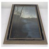 Antique Gouache River Painting