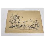 Montana Cowboy Pen and Ink Drawing