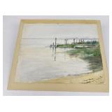Antique Harbor Watercolor Painting