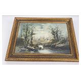 Antique Oil on Board Painting