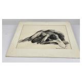 Mid Century Will Farrington Pencil Drawing