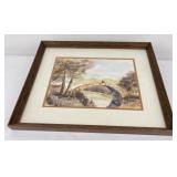 Fall Bridge Watercolor Painting