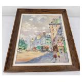 Street Scene Oil on Board Painting