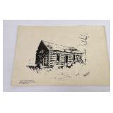 Kalispell Montana Cabin Ink Transfer Print