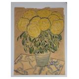 Mid Century Taylor Watercolor Painting Flowers