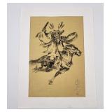 War Cry Montana Indian Watercolor Painting