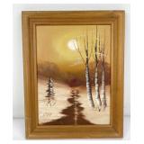 Harry L. Lopp Glacier Park Montana Oil on Board