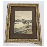 Antique Japanese Metal Engraving Mt Fuji