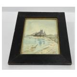 Antique Watercolor Beach Painting